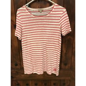 Burberry Brit Women Large Pink White Short Sleeve T-Shirt
